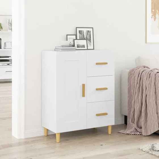 vidaXL Skænk 69,5x34x90 cm Konstrueret Træ Hvid