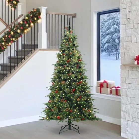 vidaXL Kunstigt Hinged Juletræ 240 cm Grønt med 300 LED'er