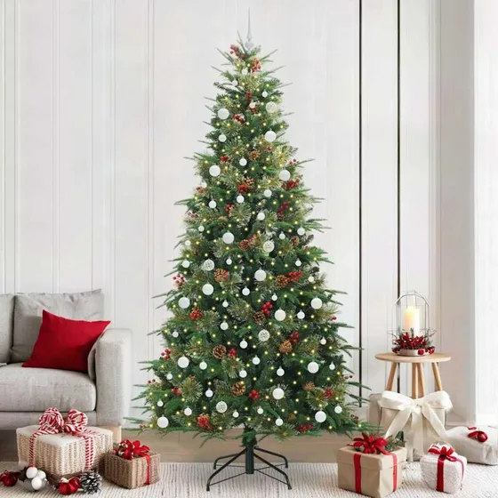vidaXL Kunstigt Hinged Juletræ 240 cm Grønt med 300 LED'er
