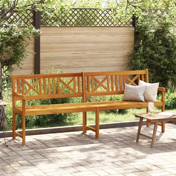 vidaXL Udendørsbænk Naturfarvet 220 x 56 x 90 cm Massivt Akacietræ