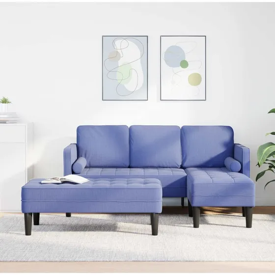 vidaXL Sofa Sæt 2 stk Jeans blå 173 x 131 x 67 cm