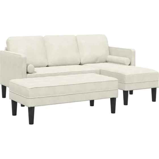 vidaXL Sofa Sæt 2-pc Creme Velour, 173 x 131 x 67 cm