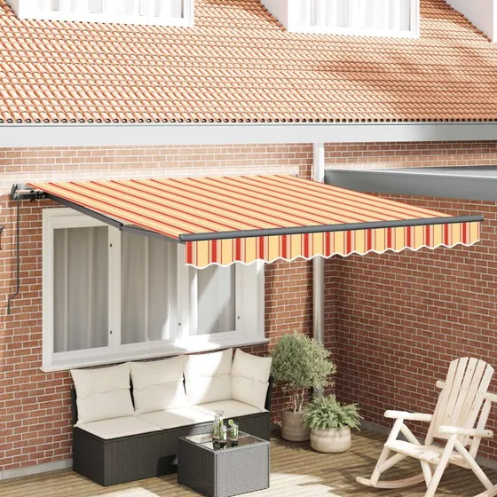 vidaXL Utrækkelig Markise Gul og Orange 350 x 250 cm
