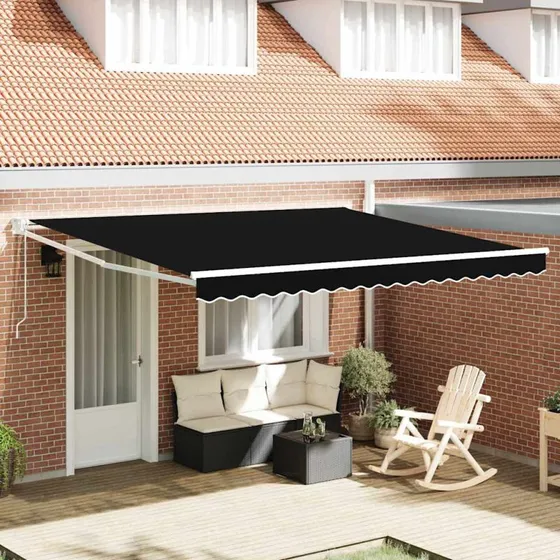 vidaXL Utrækkelig Markise Sort 400×300 cm