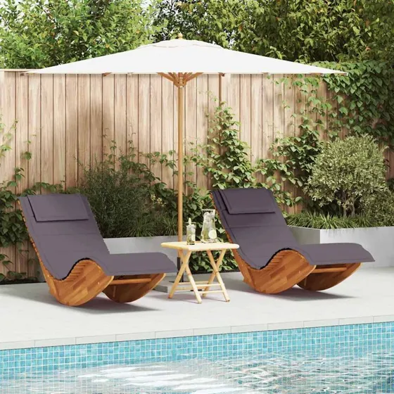 vidaXL Solstol med pude 2-person Brun Akacietræ 60x154x74cm