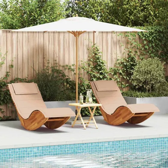 vidaXL Solstol med pude 2-person Brun Akacietræ 60 x 154 x 74 cm