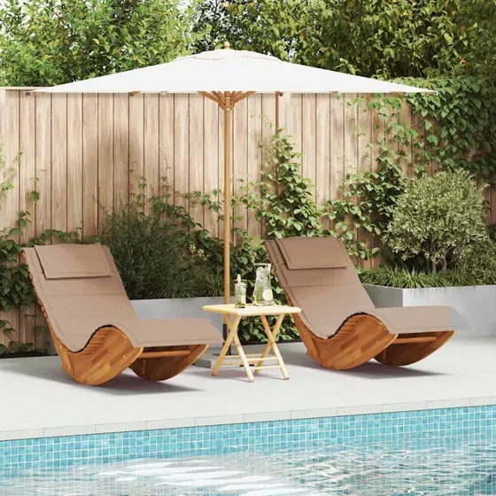 vidaXL Solstol med pude 2-person Brun Akacietræ 60 x 154 x 74 cm