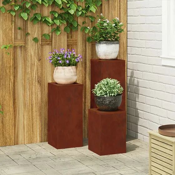 vidaXL Planteholder 3 stk Rusten Cortenstål 24 x 24 x 75 cm