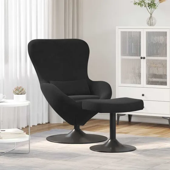 vidaXL Æg Stol med Fodskammel, Sort, 63 x 73 x 90 cm