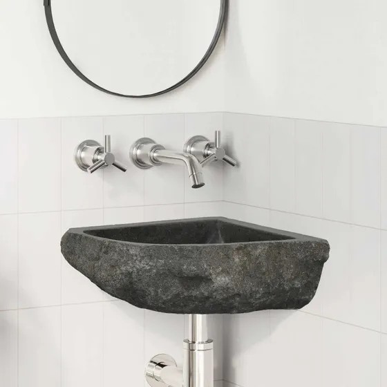 vidaXL Vask Grå 30-37 x 30-37 x 12 cm Flodsten