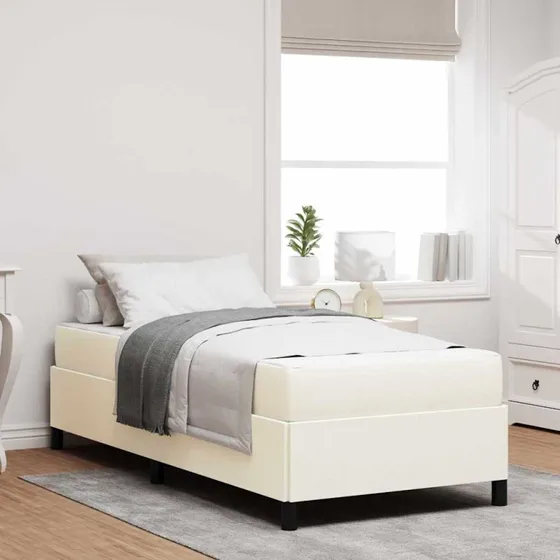 vidaXL Sengestel med madras Creme 100 x 200 cm