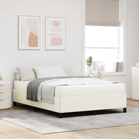 vidaXL Sengestel med madras Creme 160 x 200 cm