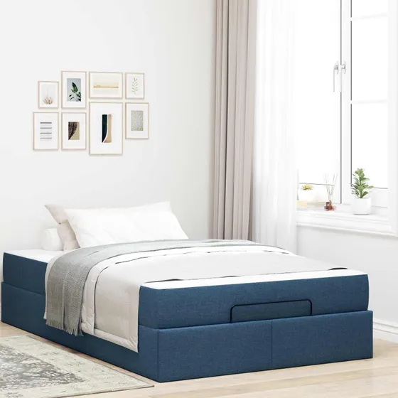 vidaXL Sengeramme med Madras 90x190 cm Blå Stof