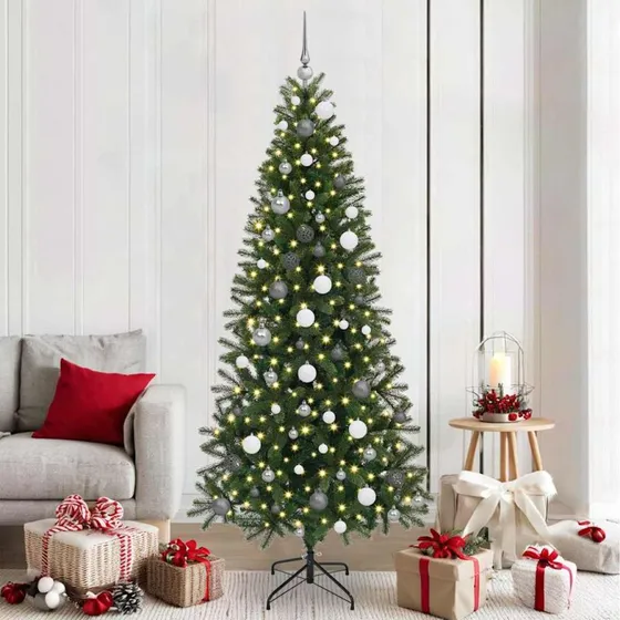 vidaXL Kunstigt juletræ 210 cm med 300 LED'er Grønt