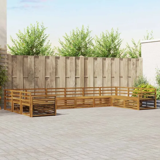 vidaXL Sofasæt 10-pcs Naturfarvet Akacietræ