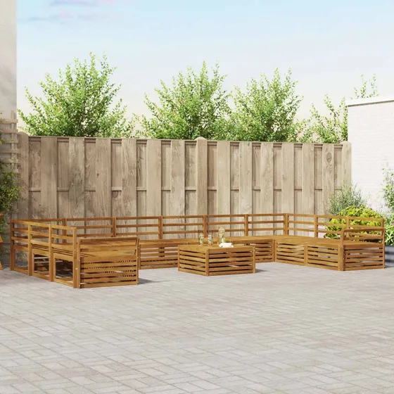 vidaXL Sofasæt 11 pcs Naturfarvet Massivt Akacietræ