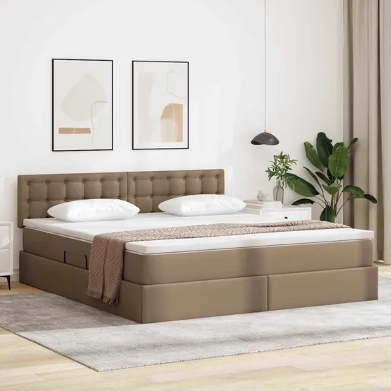 vidaXL Seng med opbevaring, Cappuccino 180x200 cm