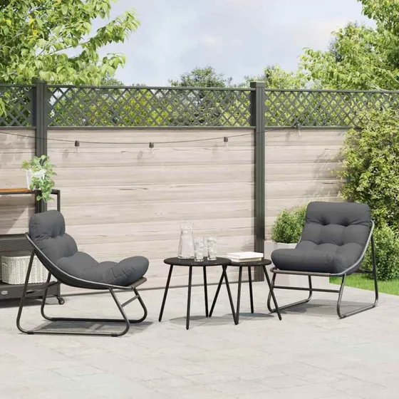 vidaXL Havemøbler 2 stk Sort 60,5 x 81 x 71 cm Pulverlakeret Stål
