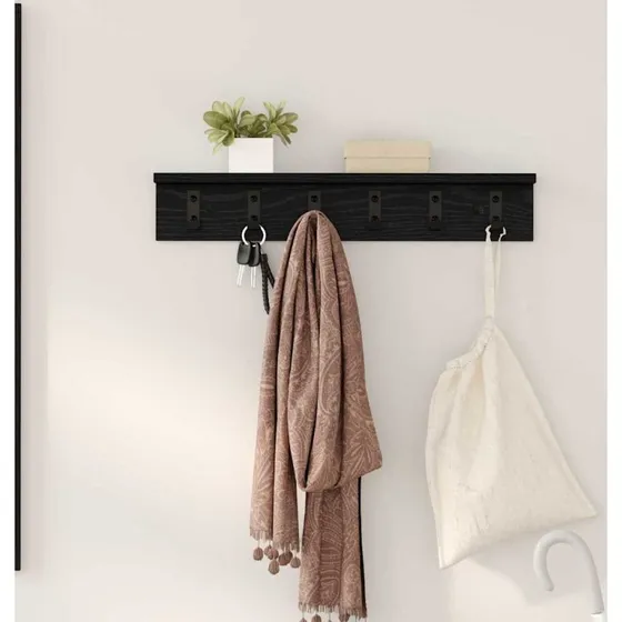 vidaXL Vægmonteret Jakkeholder Sort 60 x 10,5 x 10,5 cm