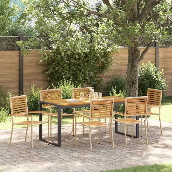 vidaXL Have Spisebordssæt 7 dels Beige/Brun Poly Rattan