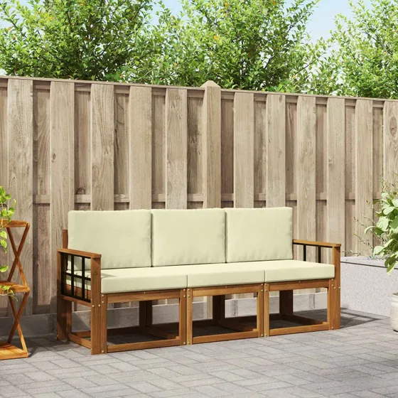 vidaXL Udendørs Sofagruppe 3 Dele Akacietræ Naturlig/Fløde