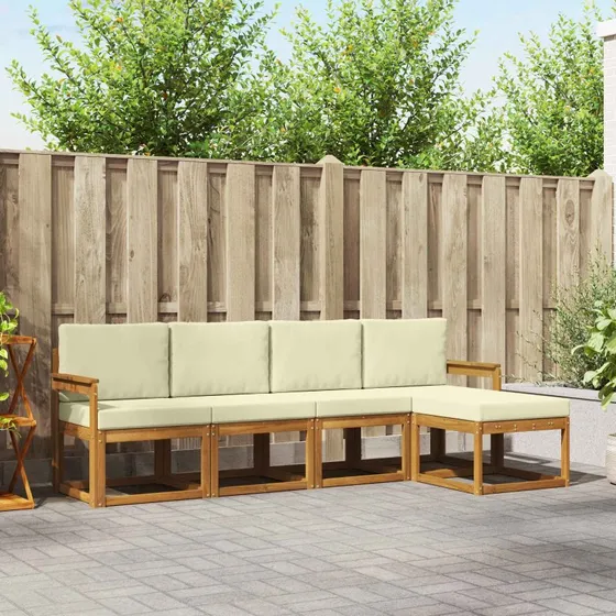 vidaXL Udendørs Sofagruppe 5 pc Naturlig/Fløde Akacietræ