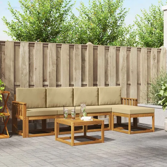 vidaXL Udendørs Sofagruppe 6 pcs Naturlig/Beige i Akacietræ