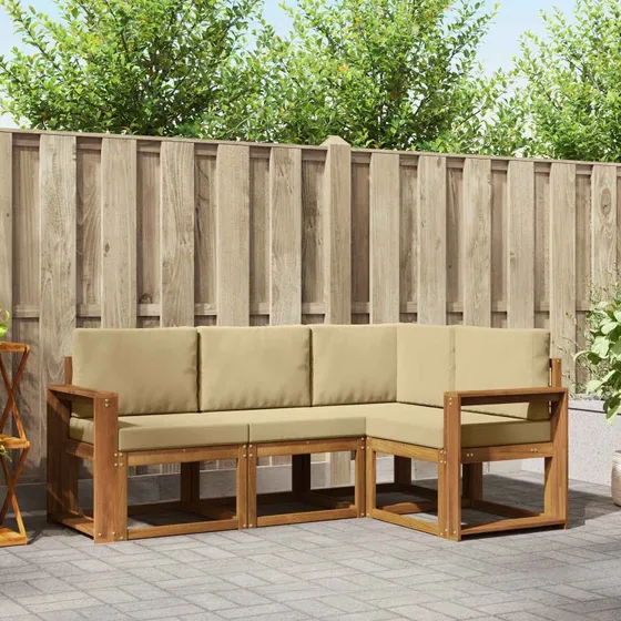 vidaXL Udendørs Sofagruppe 4 dele Naturlig/Beige
