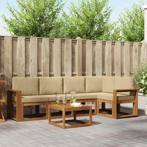 vidaXL Udendørs Sofagruppe 6 pcs Naturlig/Beige i Akacietræ