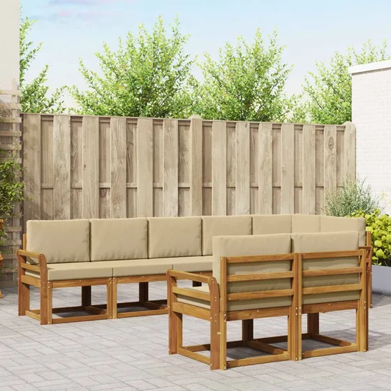 vidaXL Udendørs Sofagruppe 8 Dele Naturlig/Beige