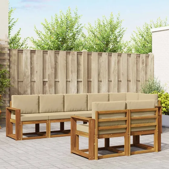 vidaXL Udendørs Sofagruppe 8 dele Akacietræ Naturlig/Beige