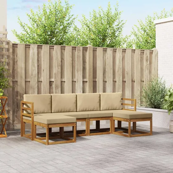 vidaXL Udendørs Sofagruppe 6 dels Naturlig/Beige Konstrueret Træ