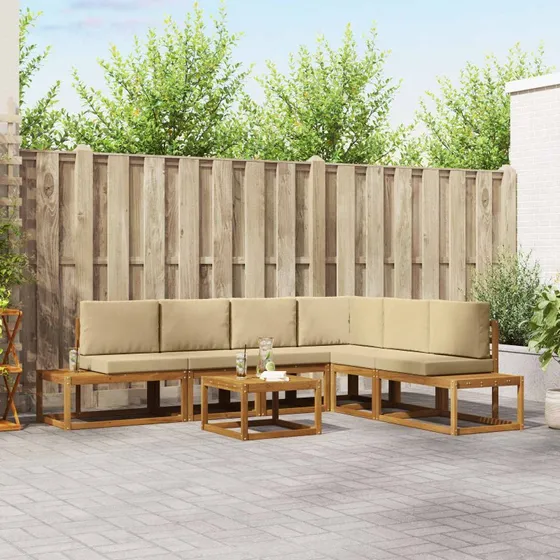 vidaXL Udendørs modulsofa 7 stk naturlig/beige