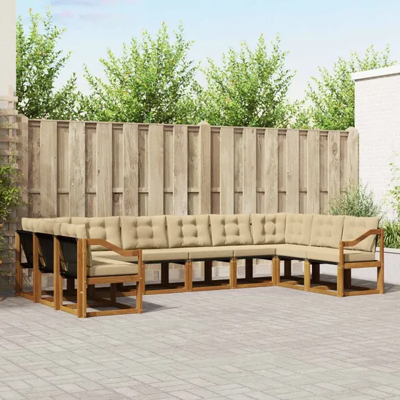 vidaXL Udendørs Sofagruppe 10 Del, Naturlig/Beige