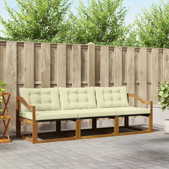 vidaXL Udendørs Sofagruppe 3 pcs Naturlig/Fløde