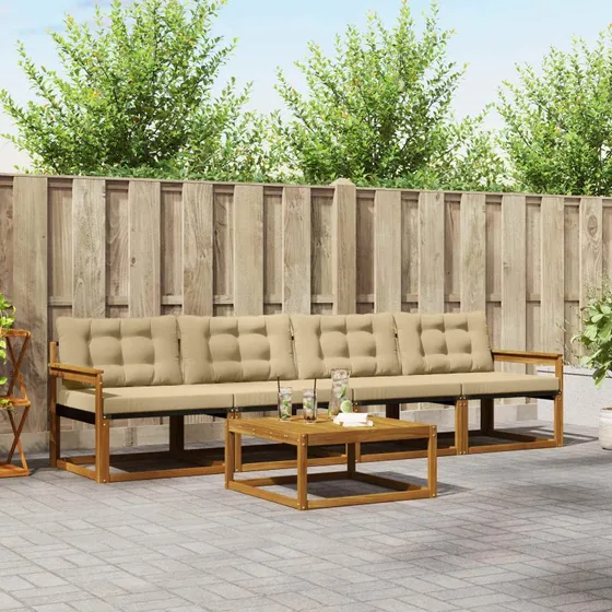 vidaXL Udendørs Sofagruppe 5-pcs Naturlig/Beige i Akacietræ