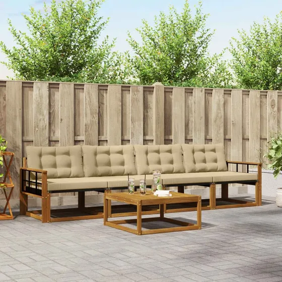 vidaXL Udendørs Sofagruppe 5-pces Akacietræ Naturlig/Beige