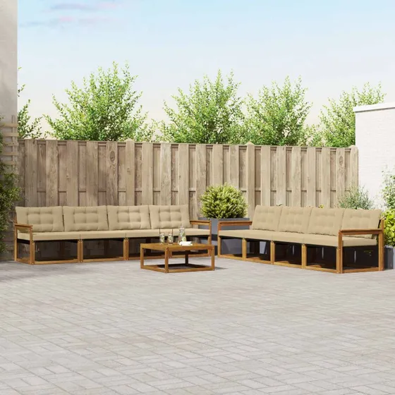 vidaXL Udendørs Sofagruppe 9 dele naturlig/beige