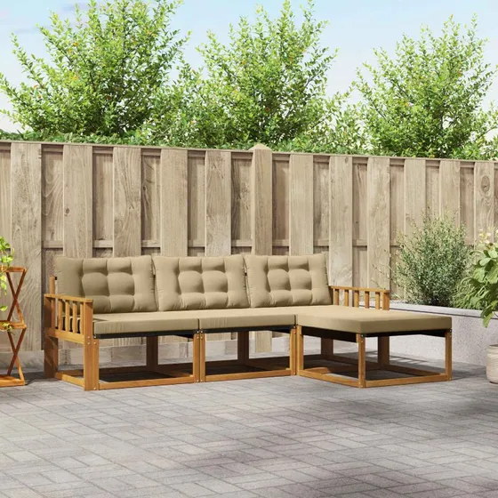 vidaXL Udendørs Sofagruppe 4 dele Naturlig/Beige