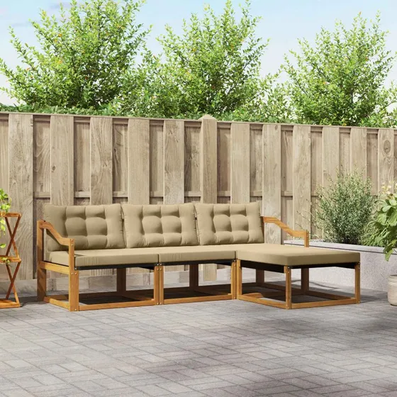 vidaXL Udendørs Sofagruppe 4 dele Naturlig/Beige