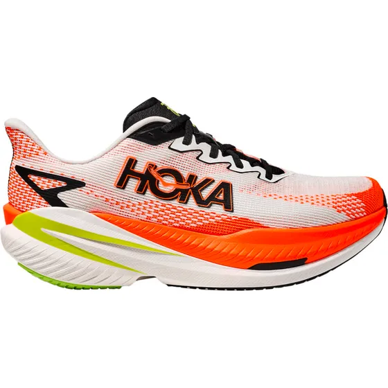 Hoka Mach X 3 Herre - White/Neon Tangerine