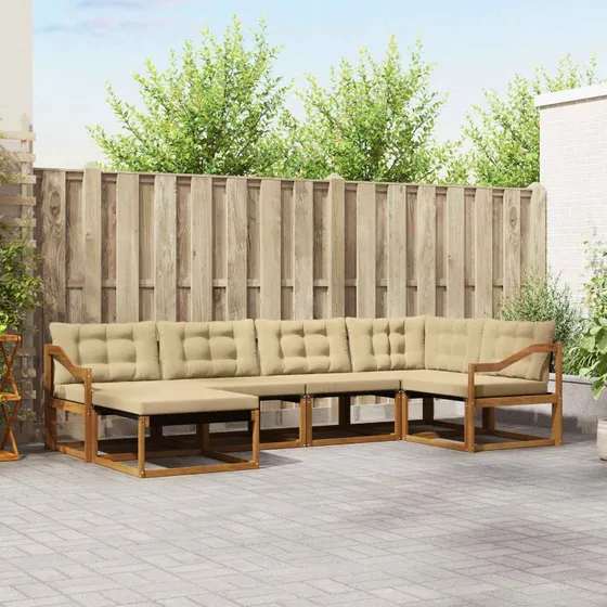 vidaXL Udendørs Sofagruppe 6 dele Naturlig/Beige
