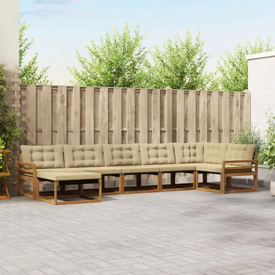 vidaXL Udendørs Sofagruppe 7 dele Naturlig/Beige