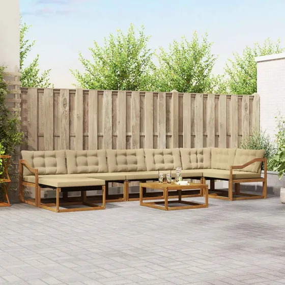 vidaXL Udendørs Sofagruppe 22 pcs Naturlig/Beige Massivt Akacietræ