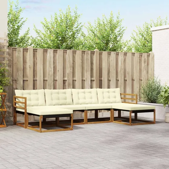 vidaXL Udendørs Sofagruppe 6 pcs Naturlig/Fløde i Akacietræ