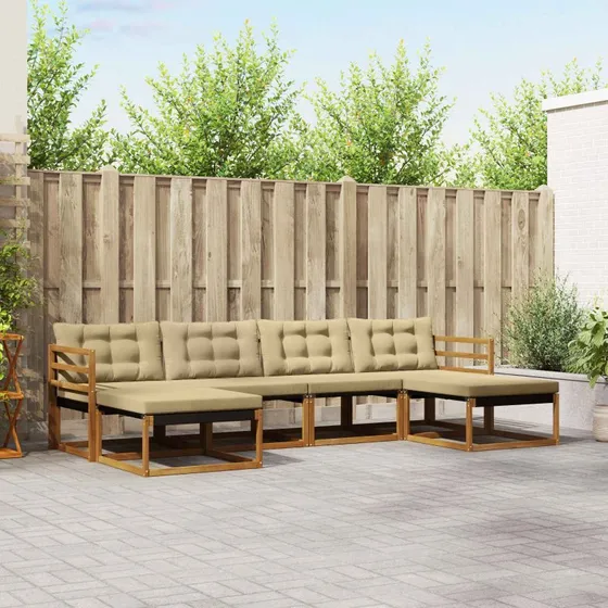 vidaXL Udendørs Sofagruppe 6 dele Naturlig/Beige