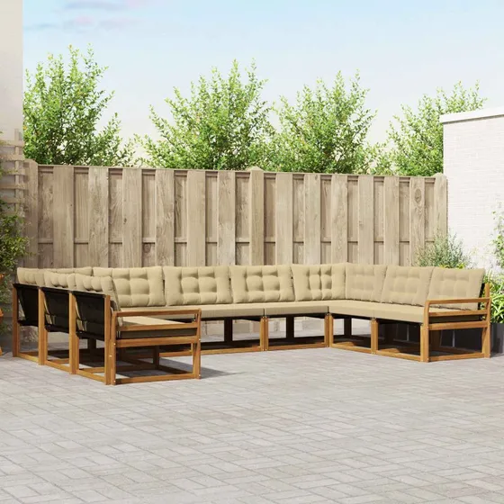 vidaXL Udendørs Sofagruppe 9 Dele Naturlig/Beige