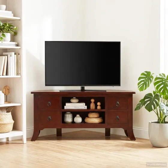 vidaXL TV-skab med skuffer, brun, 100 x 40,5 x 46 cm, massiv mahogni