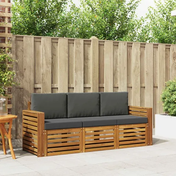 vidaXL Sofasæt 3-pcs Naturlig & Antracit Akacietræ