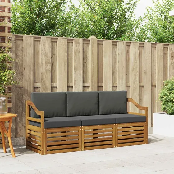 vidaXL Sofasæt 3 pcs Naturlig/Antracit Massivt Akacietræ